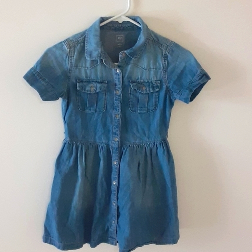 Gap girls denim buttoned dress